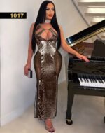 ⁦فستان طويل جلد الثعبان– موديل 1017⁩ - الصورة ⁦5⁩