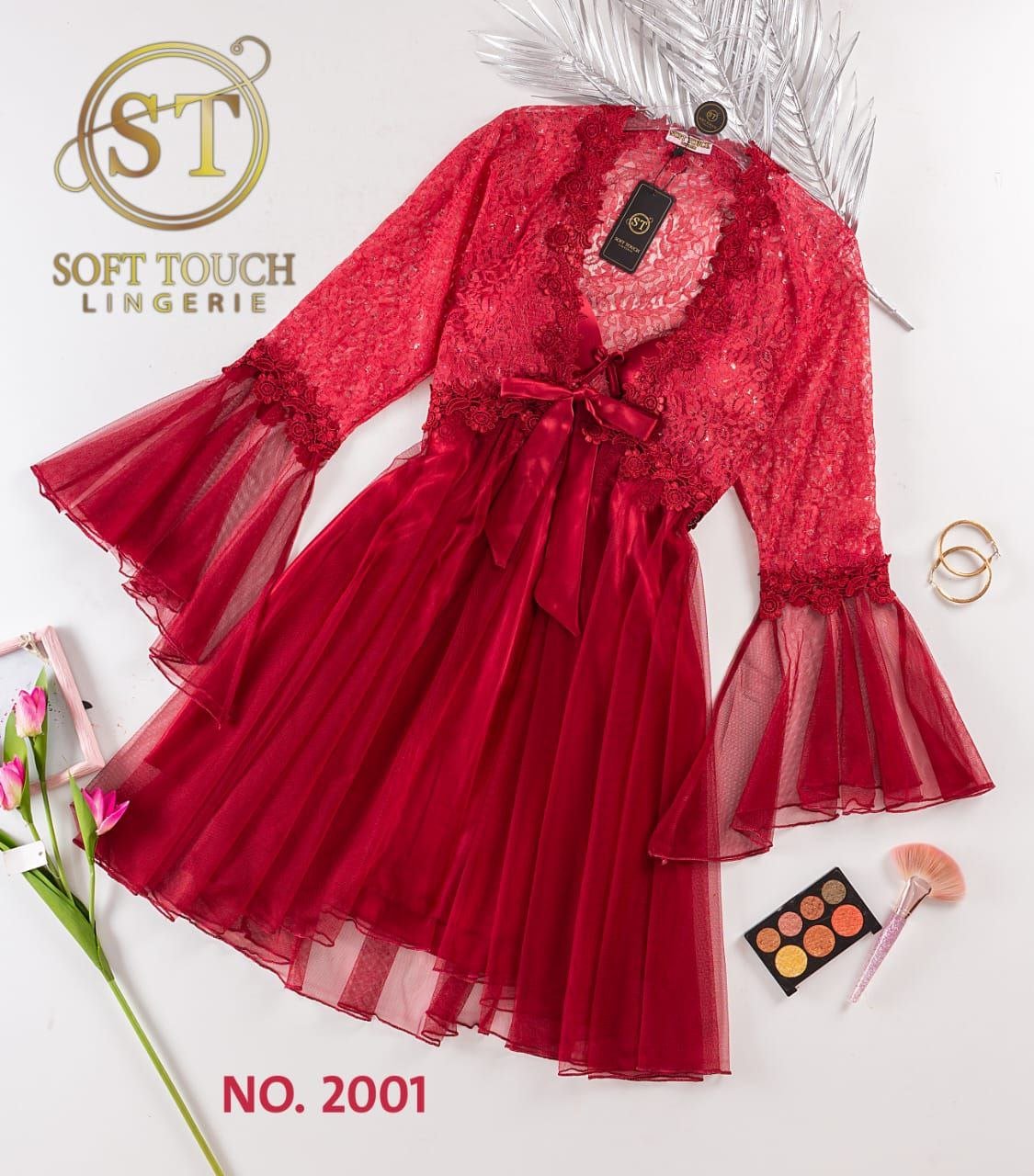 5879787890555339351 قميص ستان حمالات قصير بروب تل ف دانتيل - الصورة 4