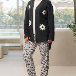 بيجامه قطيفه 3 قطع بروب