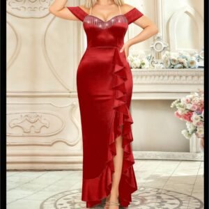 فستان قطيفه طويل