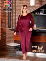 ⁦بيجامه قطيفه ساده⁩ - الصورة ⁦2⁩